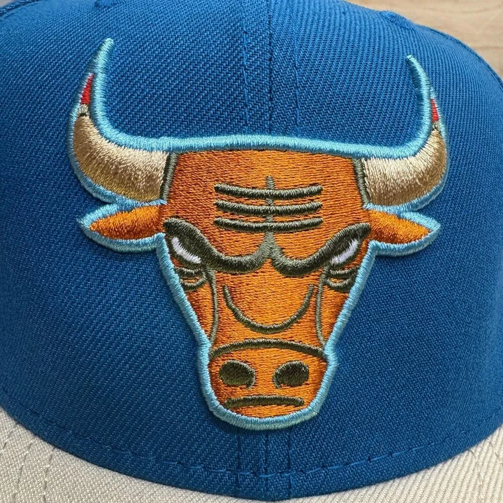 NEW Chicago Bulls New Era 59Fifty Fitted Hat Cap Colorpack Blue Cream Sz 7 3/4